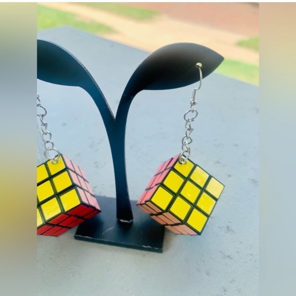 Rubik’s Cube Colorful Fashion Earrings - Picture 4 of 4